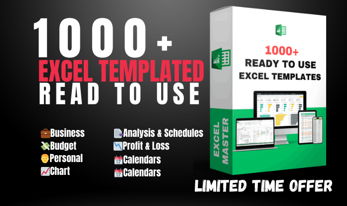 I’ll provide 1000+ Readytouse Excel Templates Bundle
