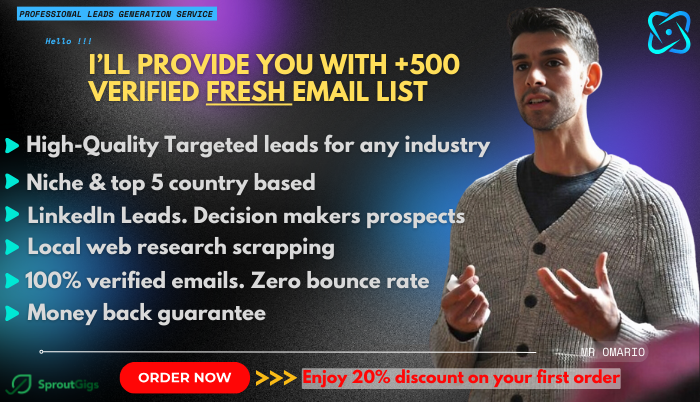 I Will Provide You With +500 Premium FRESH Targeted & Engaging Email List Leads that Make SALES