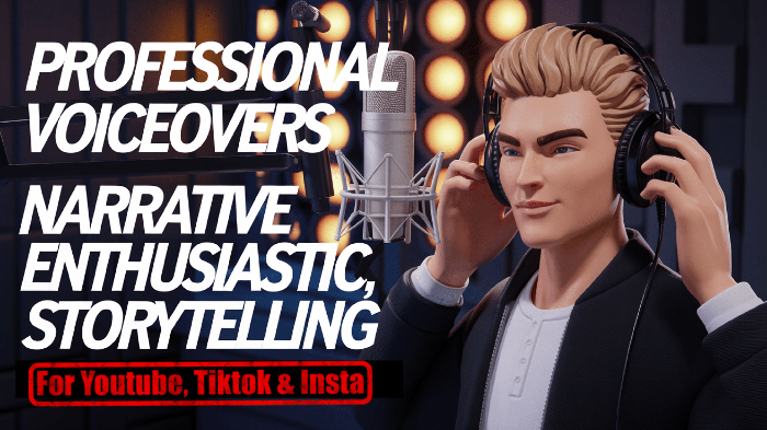I Will Make Professional Narrative Voiceover for YouTube, Reels, TikTok & More
