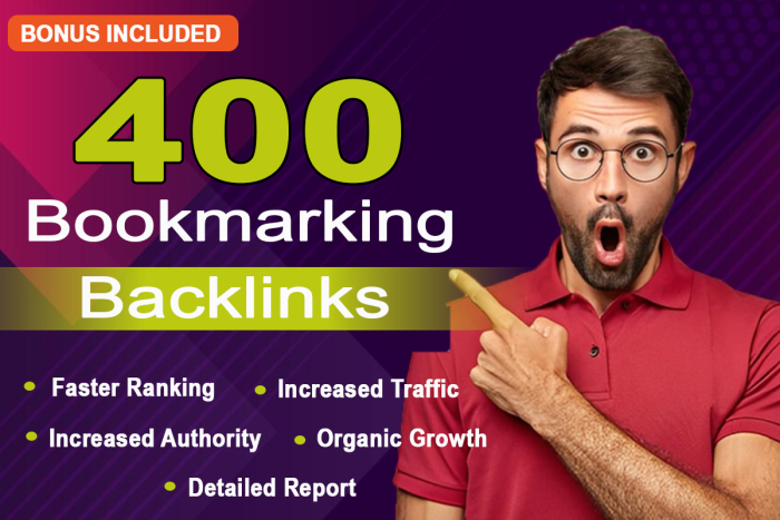 I Will Provide 400 Social Bookmarking Backlinks to improve Your Rankings
