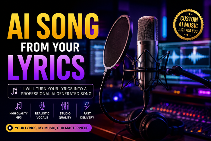 I will transform your lyrics into a professional studio-quality AI song