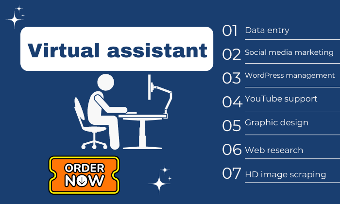I will be your virtual assistant for Data entry, Web research and any online jobs for 1 day.
