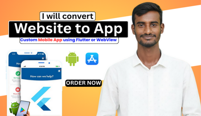 I will convert Website to App using Flutter or WebView