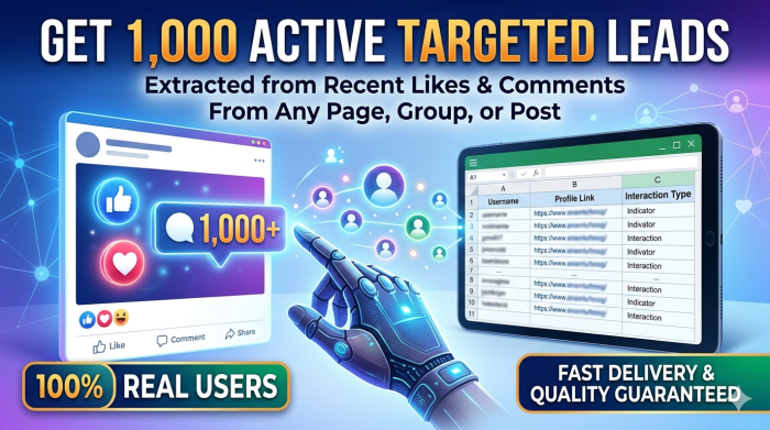 I will extract 1,000 highly active targeted leads from any social media page or post