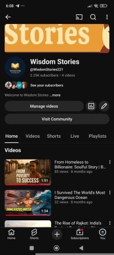 YouTube Channel for Sale – WISDOM STORIES