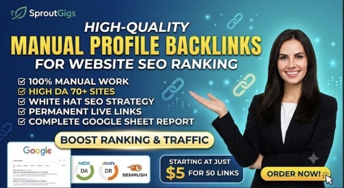 I will create high quality manual profile backlinks for your website SEO