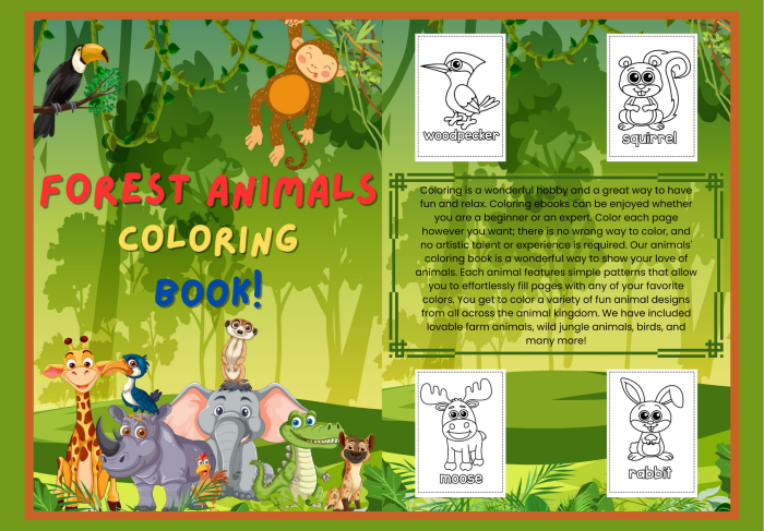 ⭐ Jungle Animals Coloring Ebook: Big And Easy Coloring Book For Adult And Kids