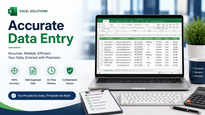 I Will Do Accurate Data Entry in Excel or Google Sheets
