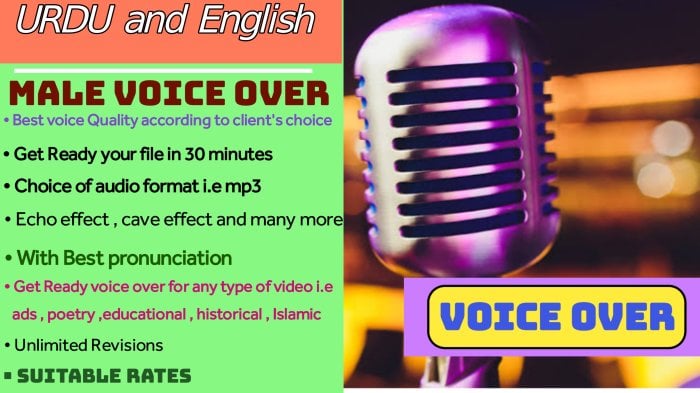 I will provide you with the best English and Urdu voice over of 50 words .