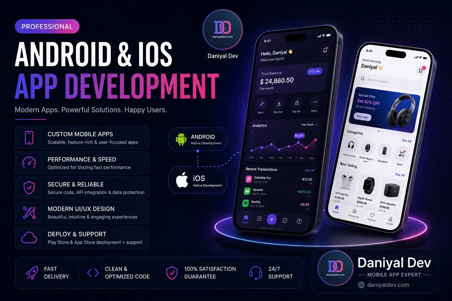 I will build custom native Android, iOS, or PWA App